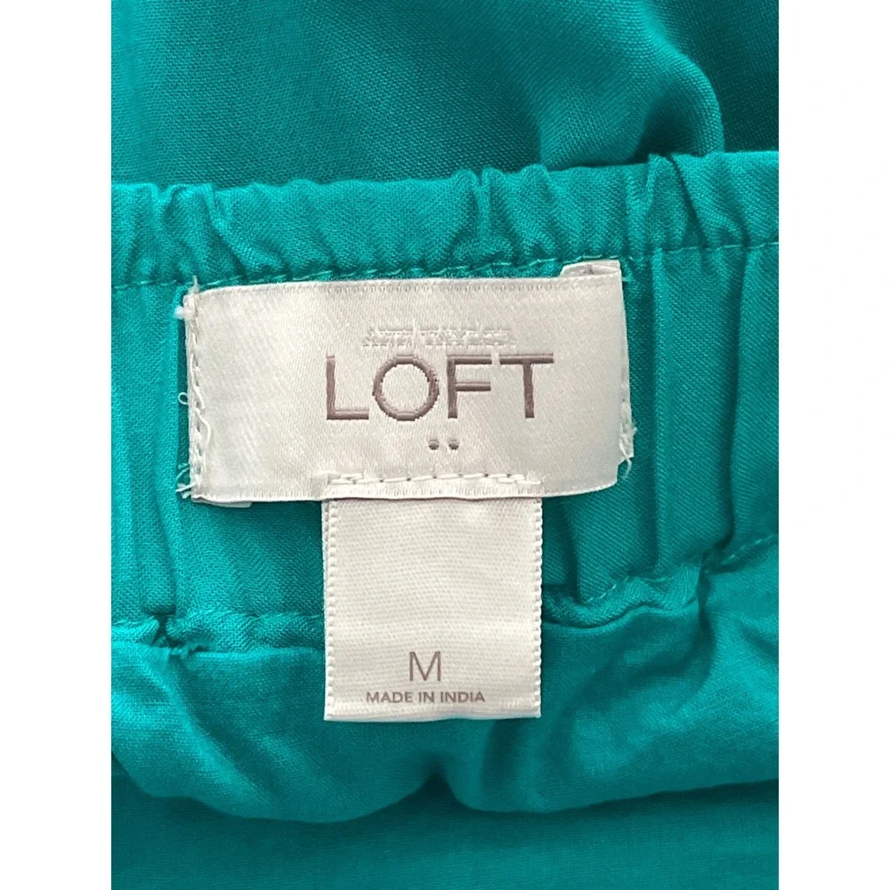 LOFT Maxi Skirt Womens Medium Green Pull On Side Slits Half Lined Resort Boho